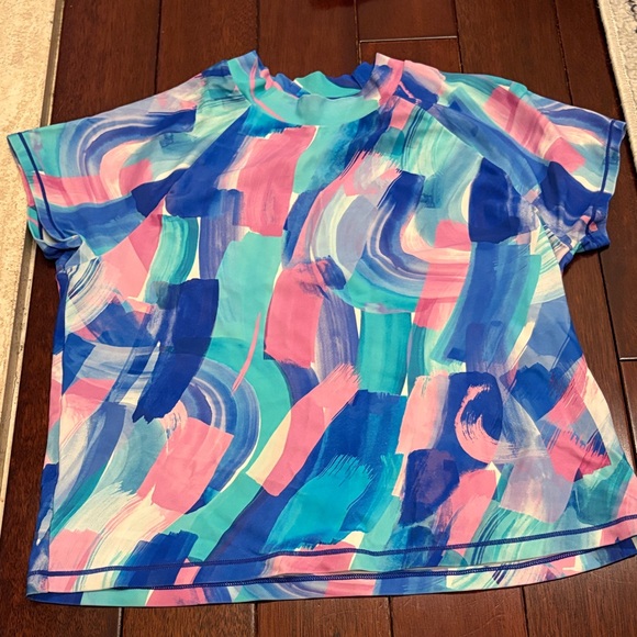 Athleta Girls Multi-Color Brushstroke Active Set - Blue, Pink, Teal - Picture 4 of 9